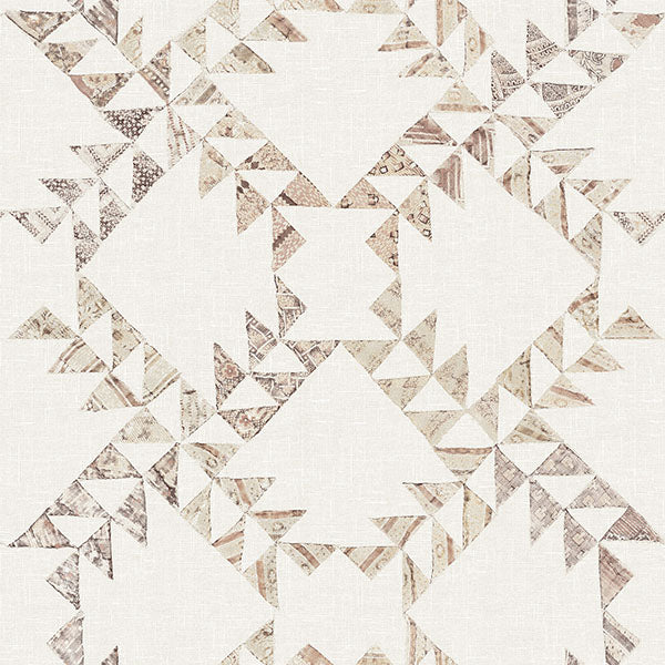 Purchase 4142-72629 Chesapeake Wallpaper, Scrap Quilt Brown - Yellowstone