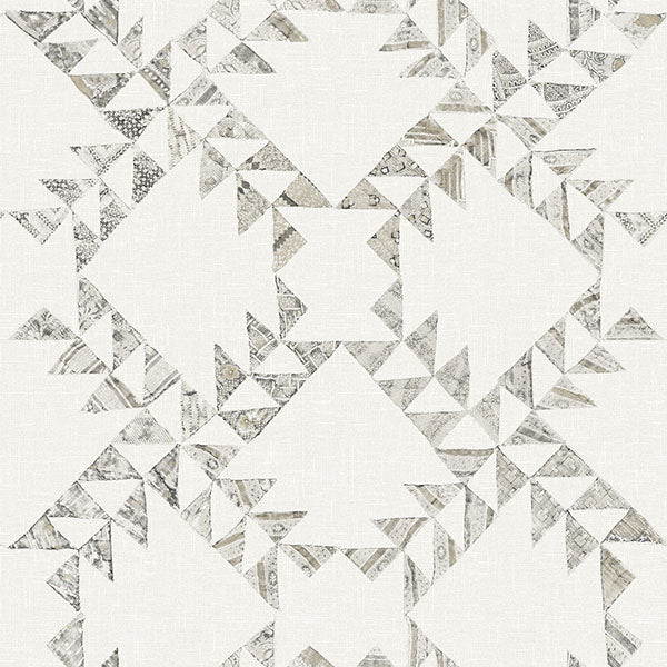 Purchase 4142-72630 Chesapeake Wallpaper, Scrap Quilt Grey - Yellowstone