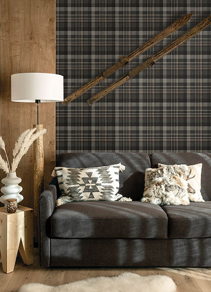 Purchase 4142-72632 Chesapeake Wallpaper, Dutton Plaid Charcoal - Yellowstone12