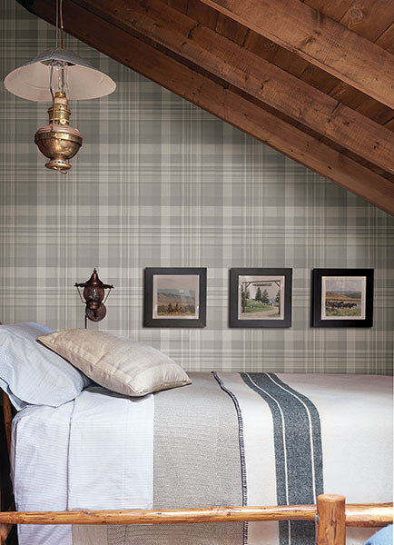 Purchase 4142-72634 Chesapeake Wallpaper, Dutton Plaid Grey - Yellowstone1