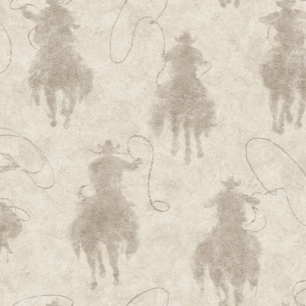 Purchase 4142-72638 Chesapeake Wallpaper, Stockman Silhouette Light Grey - Yellowstone