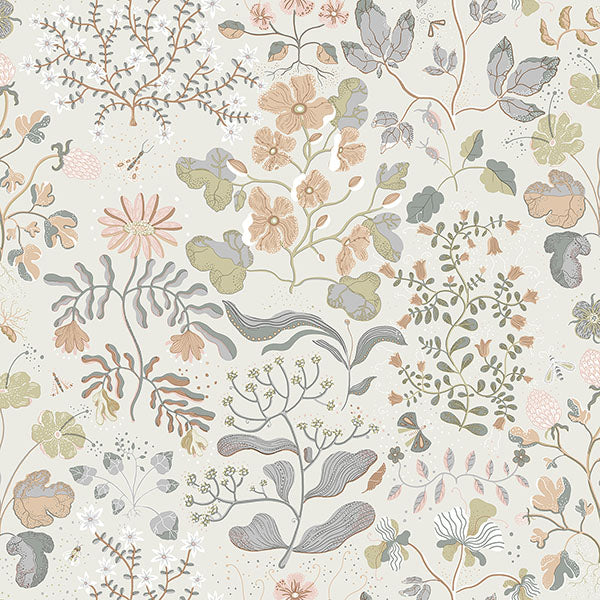Purchase 4143-22004 A-Street Wallpaper, Groh Neutral Floral - Botanica