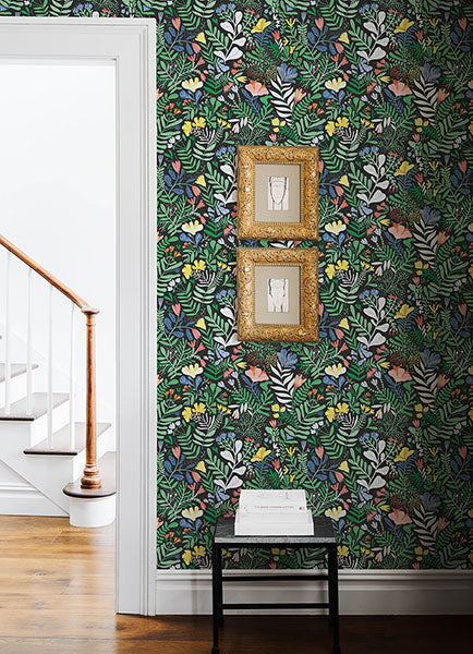 Purchase 4143-22006 A-Street Wallpaper, Brittsommar Black Woodland Floral - Botanica1