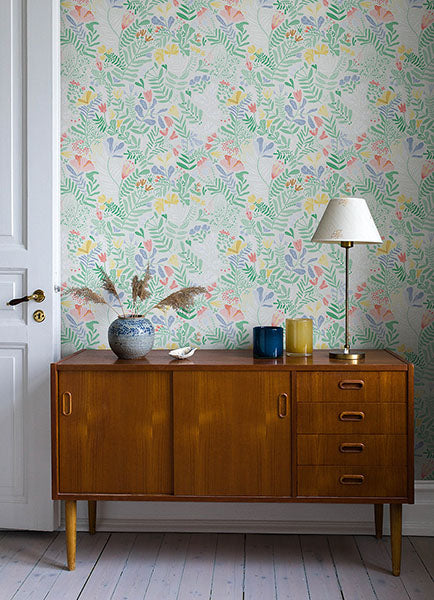 Purchase 4143-22007 A-Street Wallpaper, Brittsommar Light Green Woodland Floral - Botanica1