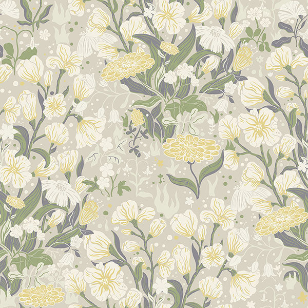 Purchase 4143-22012 A-Street Wallpaper, Hava Yellow Meadow Flowers - Botanica
