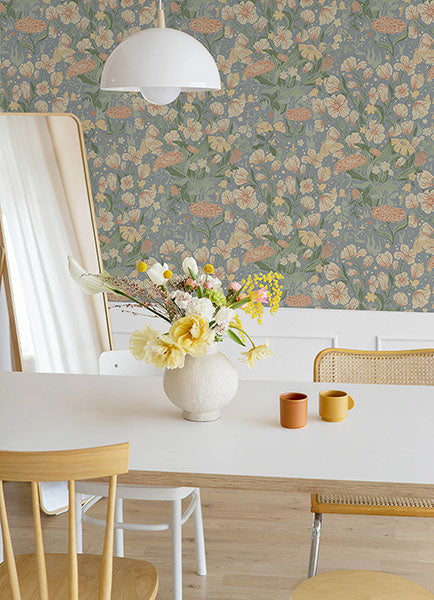 Purchase 4143-22013 A-Street Wallpaper, Hava Coral Meadow Flowers - Botanica1
