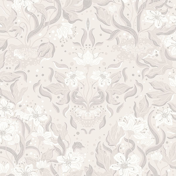 Purchase 4143-22019 A-Street Wallpaper, Lisa Grey Floral Damask - Botanica