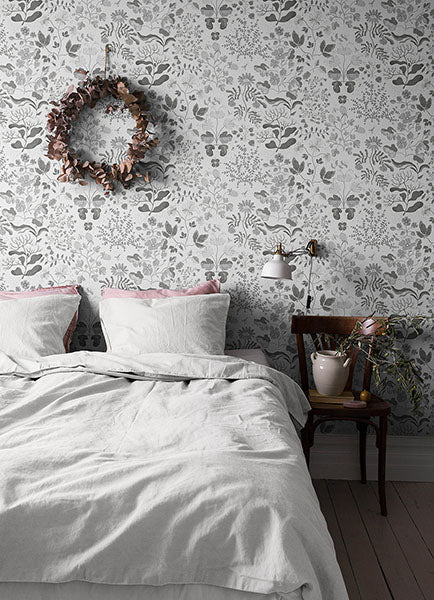 Purchase 4143-22029 A-Street Wallpaper, Groh Grey Floral - Botanica12