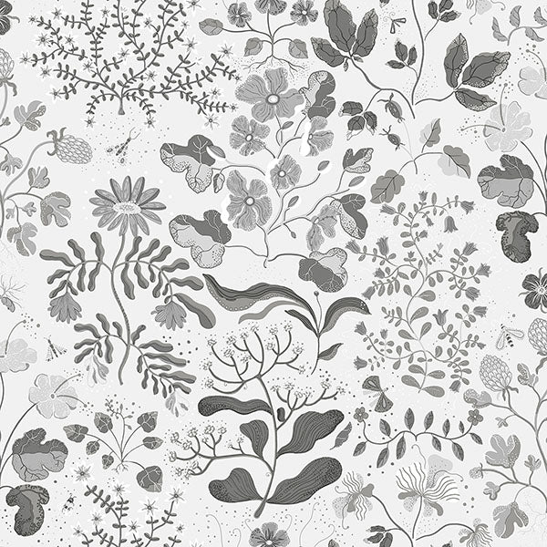 Purchase 4143-22029 A-Street Wallpaper, Groh Grey Floral - Botanica