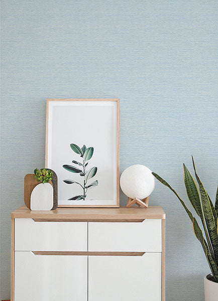 Purchase 4143-24283 A-Street Wallpaper, Agave Blue Faux Grasscloth - Botanica12