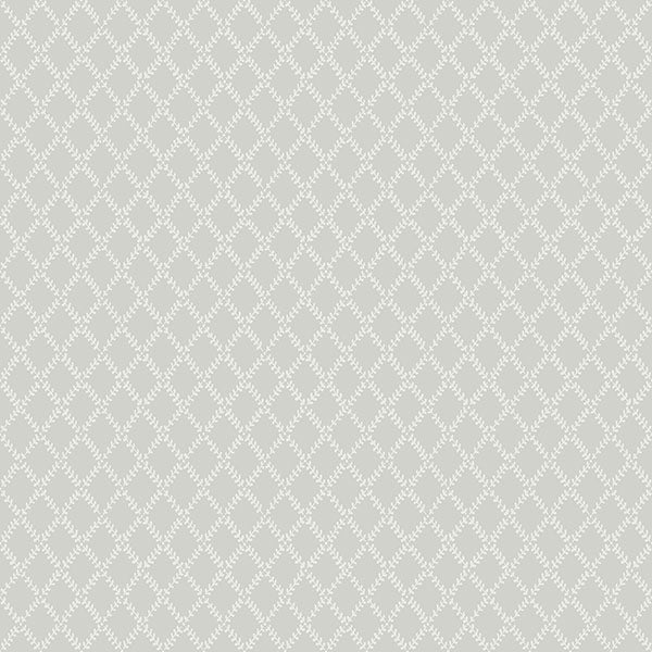 Purchase 4143-34005 A-Street Wallpaper, Trevor Grey Leaf Trellis - Botanica