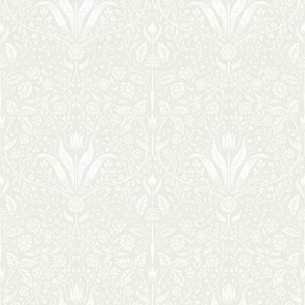 Purchase 4143-34007 A-Street Wallpaper, Mara Light Grey Tulip Ogee - Botanica