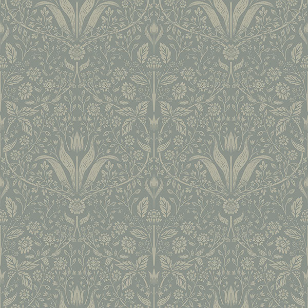 Purchase 4143-34009 A-Street Wallpaper, Mara Green Tulip Ogee - Botanica