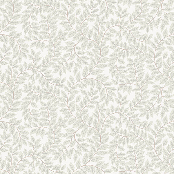 Purchase 4143-34017 A-Street Wallpaper, Lindlöv Light Grey Leafy Vines - Botanica