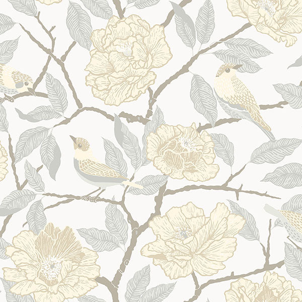 Purchase 4143-34022 A-Street Wallpaper, Bernadina Light Yellow Rosebush - Botanica