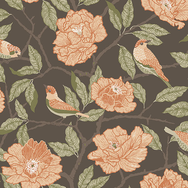 Purchase 4143-34026 A-Street Wallpaper, Bernadina Black Rosebush - Botanica