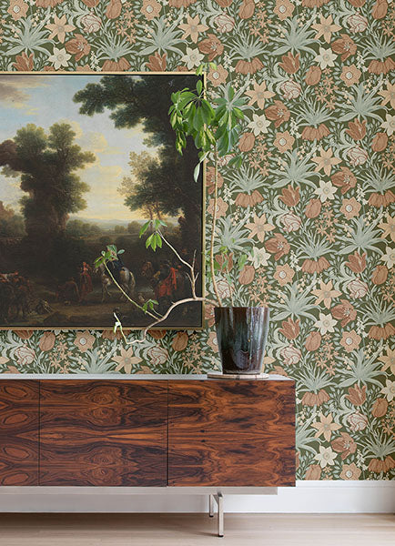 Purchase 4143-34029 A-Street Wallpaper, Cecilia Moss Tulip and Daffodil - Botanica1