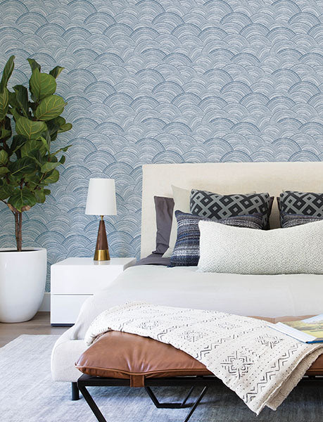 Purchase 4146-27200 A-Street Wallpaper, Encircle Indigo Geometric Wallpaper - Harmony1