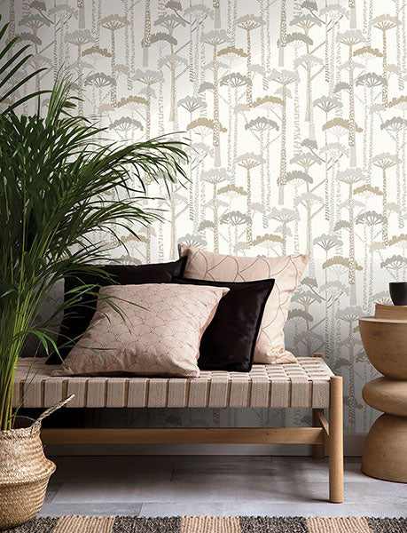 Purchase 4146-27207 A-Street Wallpaper, Unify Metallic Forest Wallpaper - Harmony12