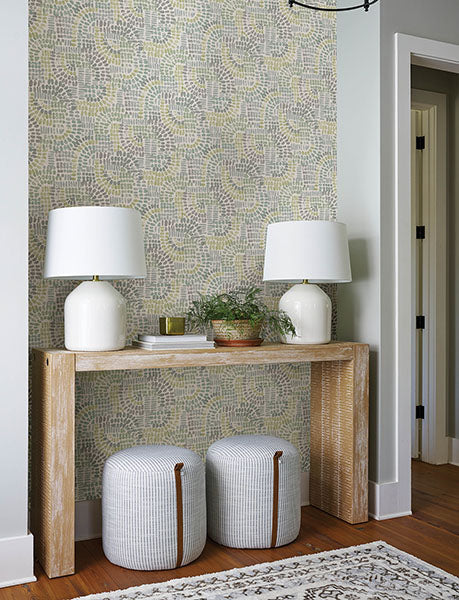 Purchase 4146-27214 A-Street Wallpaper, Wanderer Aquamarine Mosiac Wallpaper - Harmony1