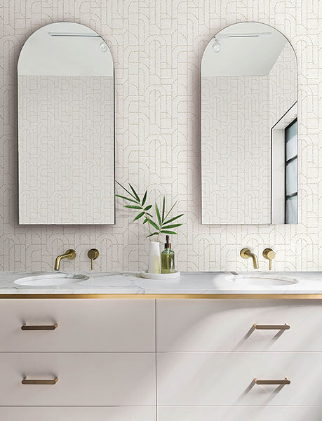 Purchase 4146-27221 A-Street Wallpaper, Integrity Dove Arched Outlines Wallpaper - Harmony1