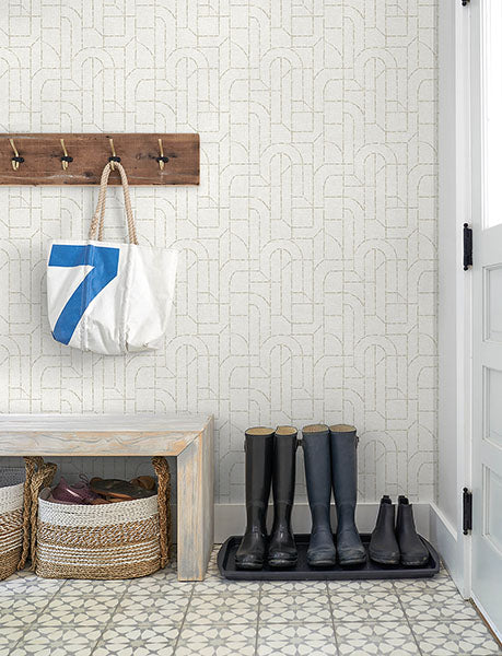 Purchase 4146-27221 A-Street Wallpaper, Integrity Dove Arched Outlines Wallpaper - Harmony12