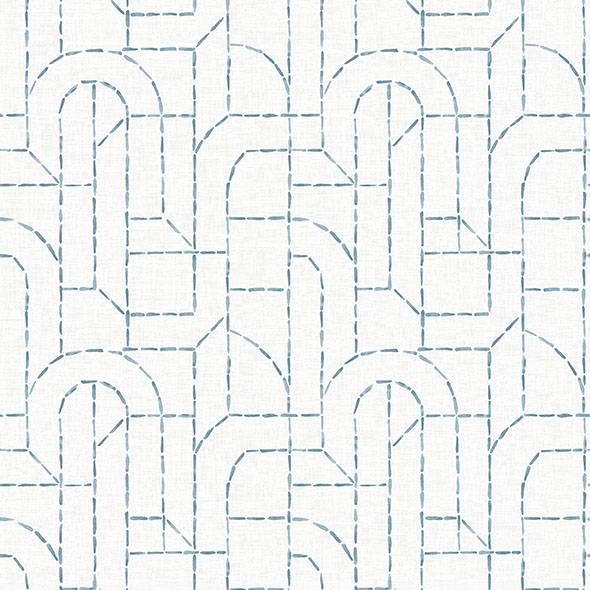 Purchase 4146-27222 A-Street Wallpaper, Integrity Blue Arched Outlines Wallpaper - Harmony