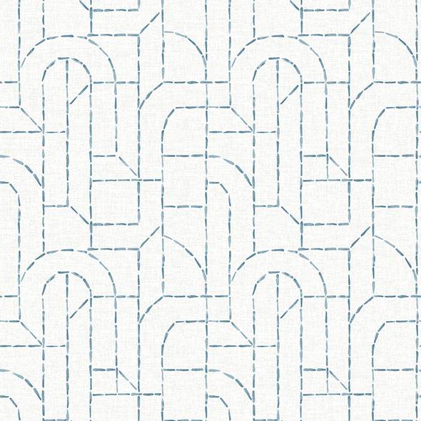 Purchase 4146-27222 A-Street Wallpaper, Integrity Blue Arched Outlines Wallpaper - Harmony