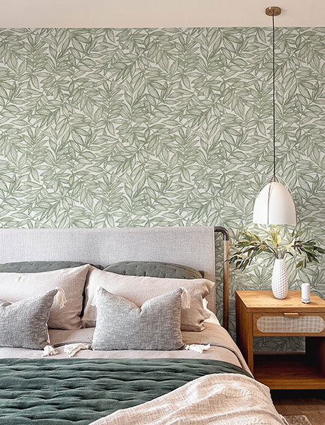 Purchase 4146-27231 A-Street Wallpaper, Rhythmic Sage Leaf Wallpaper - Harmony12