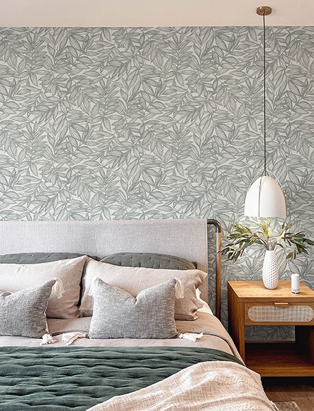 Purchase 4146-27234 A-Street Wallpaper, Rhythmic Grey Leaf Wallpaper - Harmony12