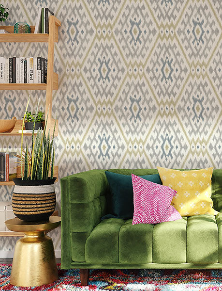 Purchase 4146-27235 A-Street Wallpaper, Solola Chartreuse Ikat Wallpaper - Harmony12