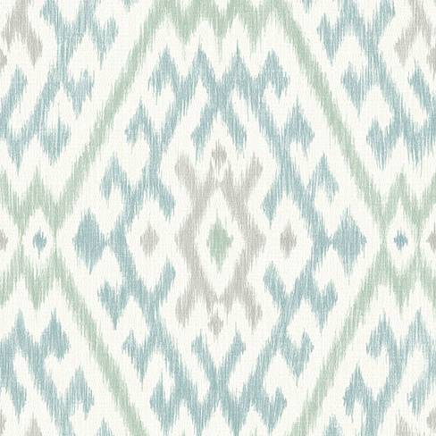 Purchase 4146-27236 A-Street Wallpaper, Solola Aqua Ikat Wallpaper - Harmony