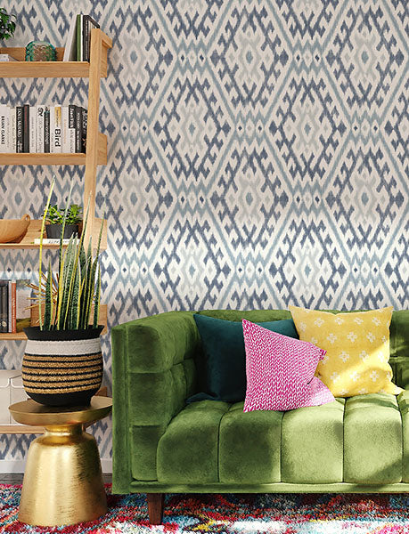 Purchase 4146-27238 A-Street Wallpaper, Solola Blue Ikat Wallpaper - Harmony12