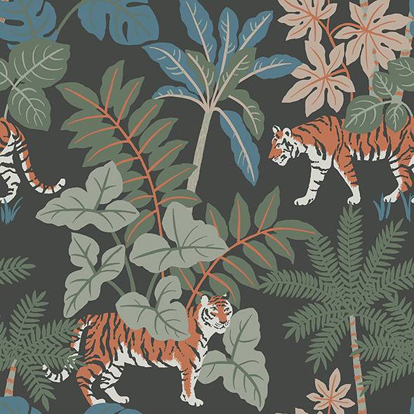 Purchase 4146-27250 A-Street Wallpaper, Caspian Grey Jungle Prowl Wallpaper - Harmony