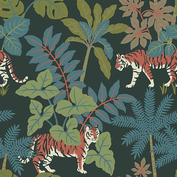 Purchase 4146-27251 A-Street Wallpaper, Caspian Evergreen Jungle Prowl Wallpaper - Harmony