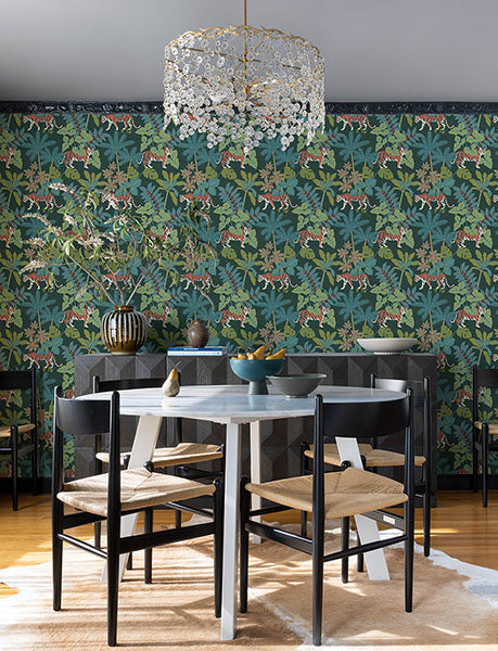 Purchase 4146-27251 A-Street Wallpaper, Caspian Evergreen Jungle Prowl Wallpaper - Harmony1