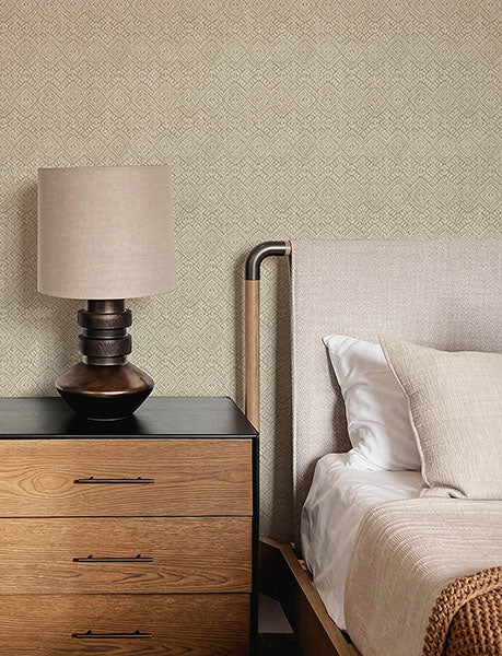 Purchase 4146-27252 A-Street Wallpaper, Gallivant Neutral Woven Geometric Wallpaper - Harmony12