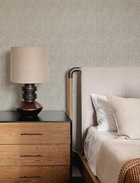 Purchase 4146-27254 A-Street Wallpaper, Gallivant Grey Woven Geometric Wallpaper - Harmony12