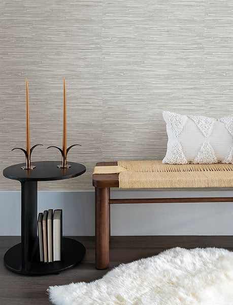 Purchase 4146-27263 A-Street Wallpaper, Exhale Light Grey Woven Faux Grasscloth Wallpaper - Harmony12