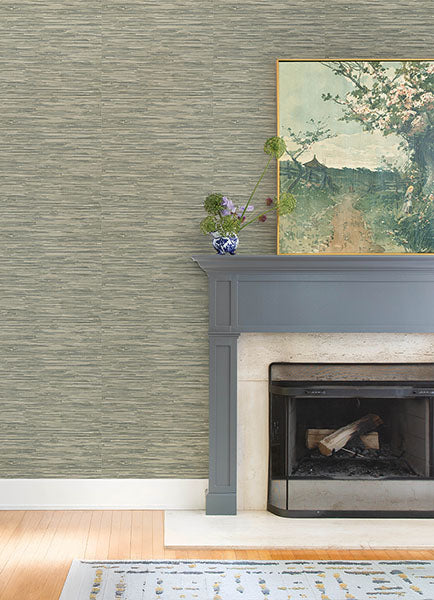 Purchase 4147-27261 A-Street Wallpaper, Exhale Moss Woven Faux Grasscloth - Haberdashery12