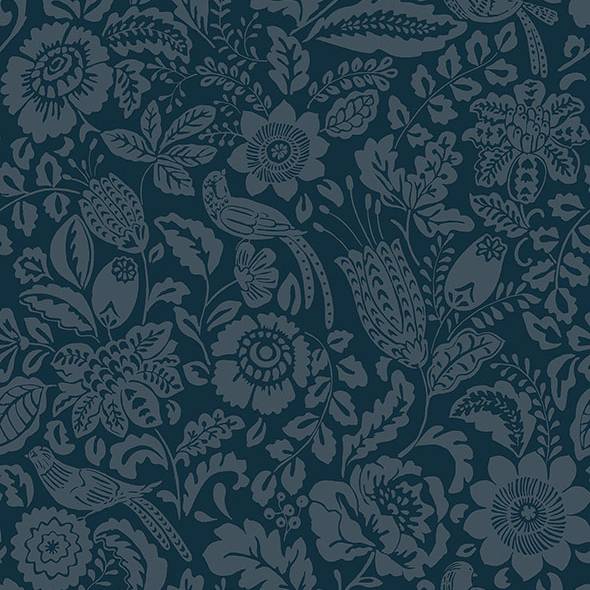 Purchase 4147-27360 A-Street Wallpaper, Marta Navy Floral Trail - Haberdashery