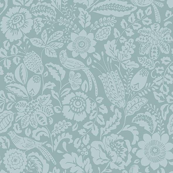 Purchase 4147-27363 A-Street Wallpaper, Marta Teal Floral Trail - Haberdashery