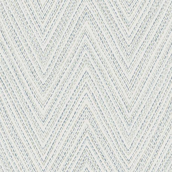 Purchase 4147-27368 A-Street Wallpaper, Lainey Blue Stitched Chevron - Haberdashery