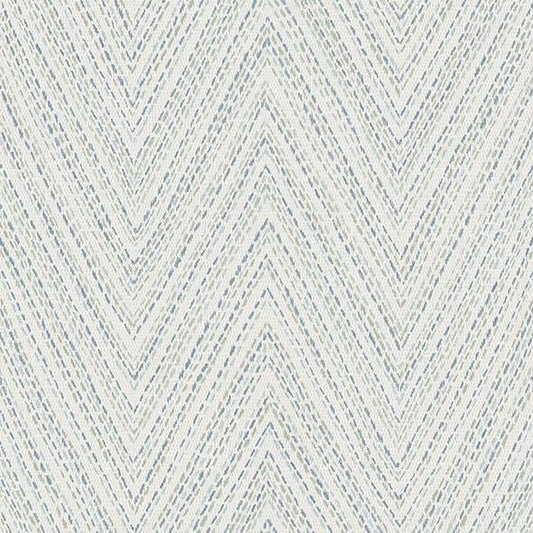 Purchase 4147-27368 A-Street Wallpaper, Lainey Blue Stitched Chevron - Haberdashery