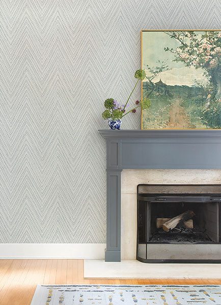 Purchase 4147-27368 A-Street Wallpaper, Lainey Blue Stitched Chevron - Haberdashery12