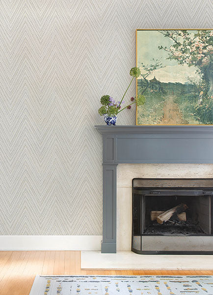 Purchase 4147-27369 A-Street Wallpaper, Lainey Neutral Stitched Chevron - Haberdashery12