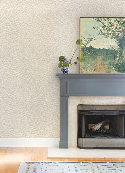 Purchase 4147-27371 A-Street Wallpaper, Lainey Apricot Stitched Chevron - Haberdashery12