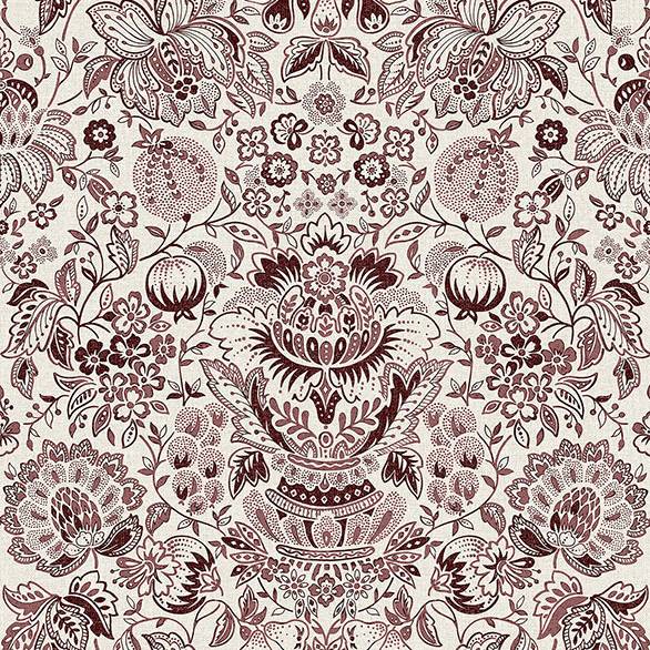 Purchase 4147-27373 A-Street Wallpaper, Blanche Plum Floral Damask - Haberdashery
