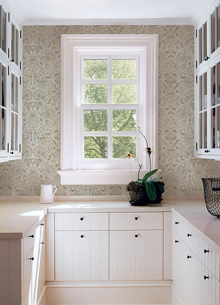 Purchase 4147-27374 A-Street Wallpaper, Blanche Neutral Floral Damask - Haberdashery1