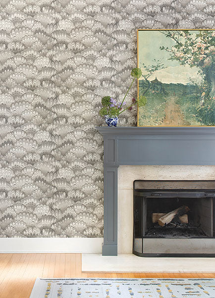 Purchase 4147-27378 A-Street Wallpaper, Octavia Neutral Marbled Ink - Haberdashery12